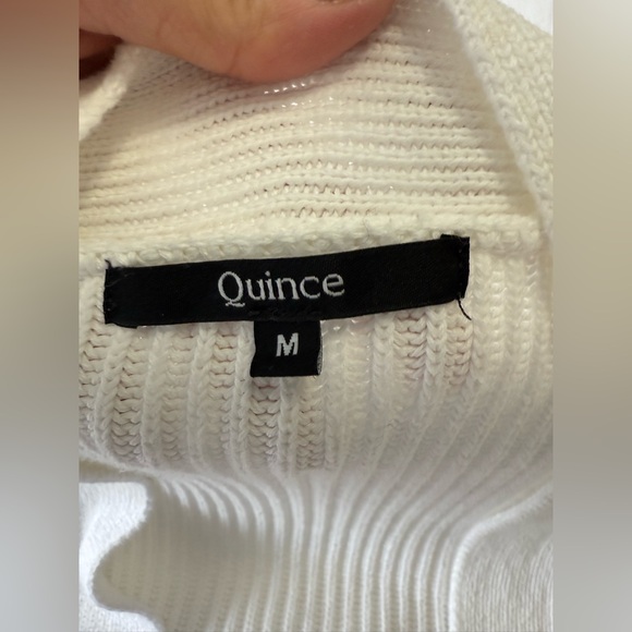 Quince | Women’s M | White Cardigan Sweater Ribbed Knit Open Front Cotton - Picture 7 of 8